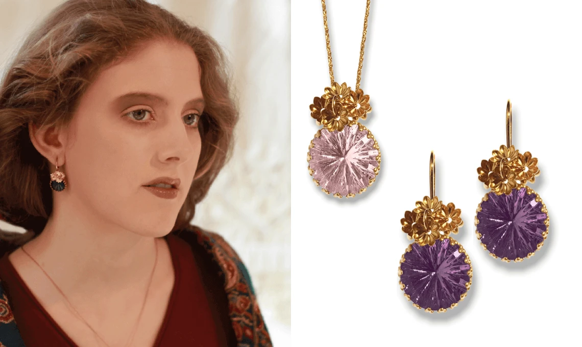 Doll Up Sister Schmuckbild Model wearing Doll Up Sister jewelry from the Dusty Rose collection.