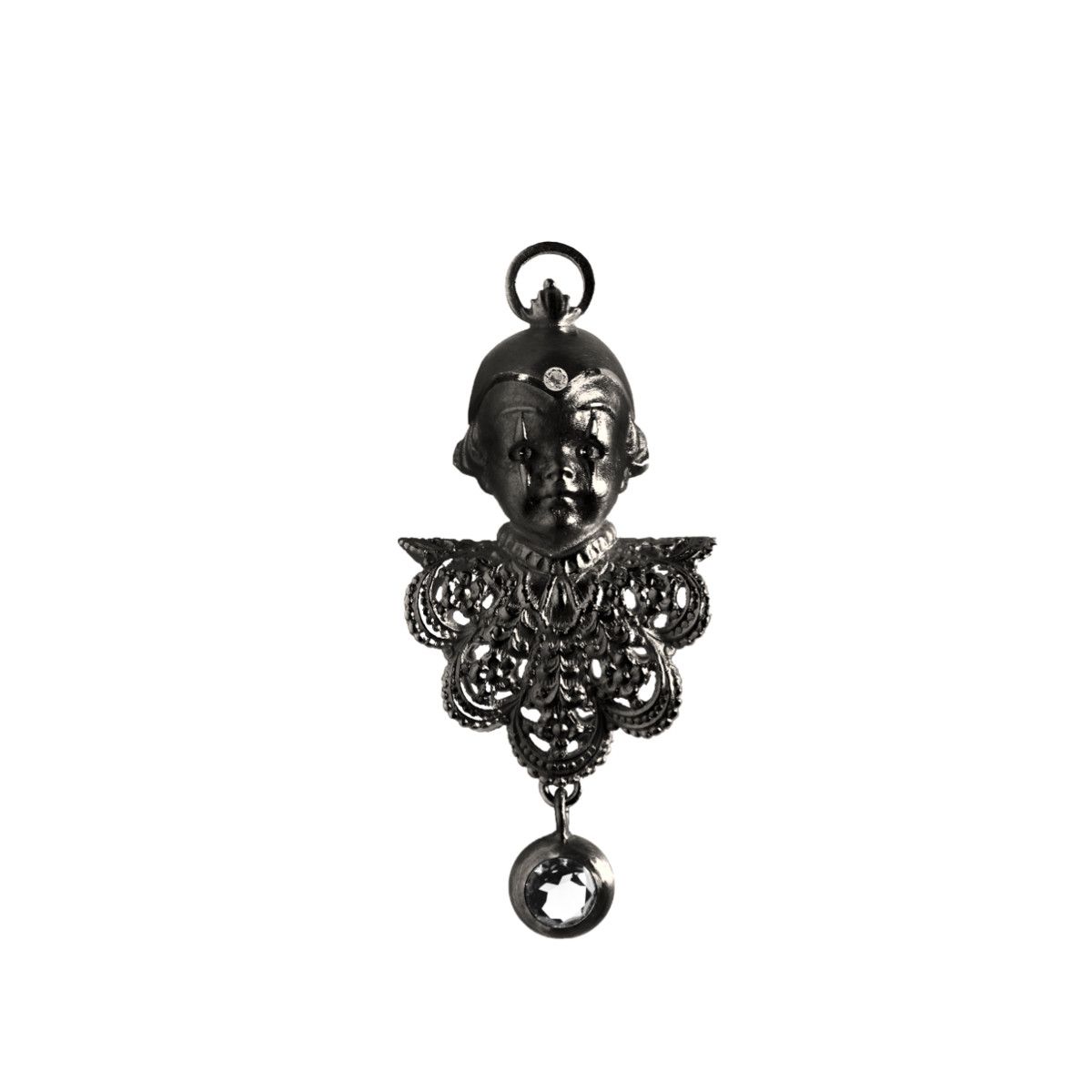 Anhänger Petit Pierrot aus geschwärztem Silber mit zwei Edelsteinen – AMALA®