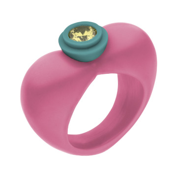 AMALA – Heart Up – Herzring aus Kunstharz mit einem farbigen Zirkonia.