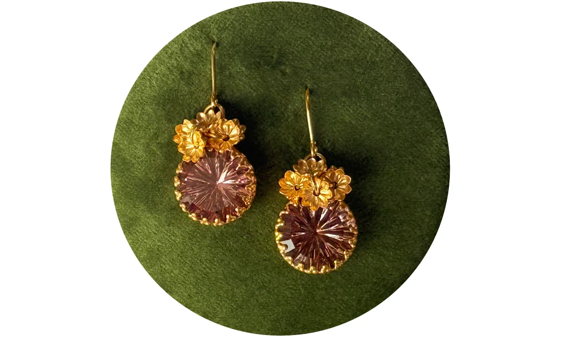 Ohrschmuck ansehen Doll Up Sister Ohrhänger mit goldener Blüte und rosa Stein